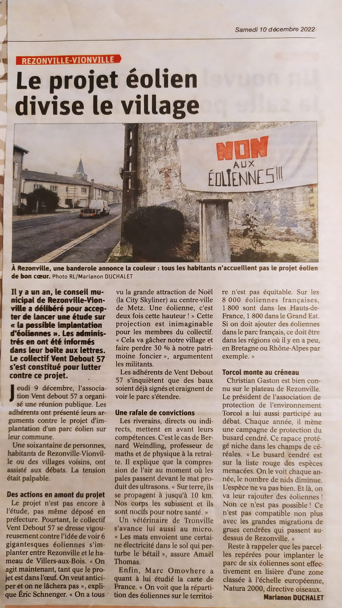 Le projet éolien divise le village