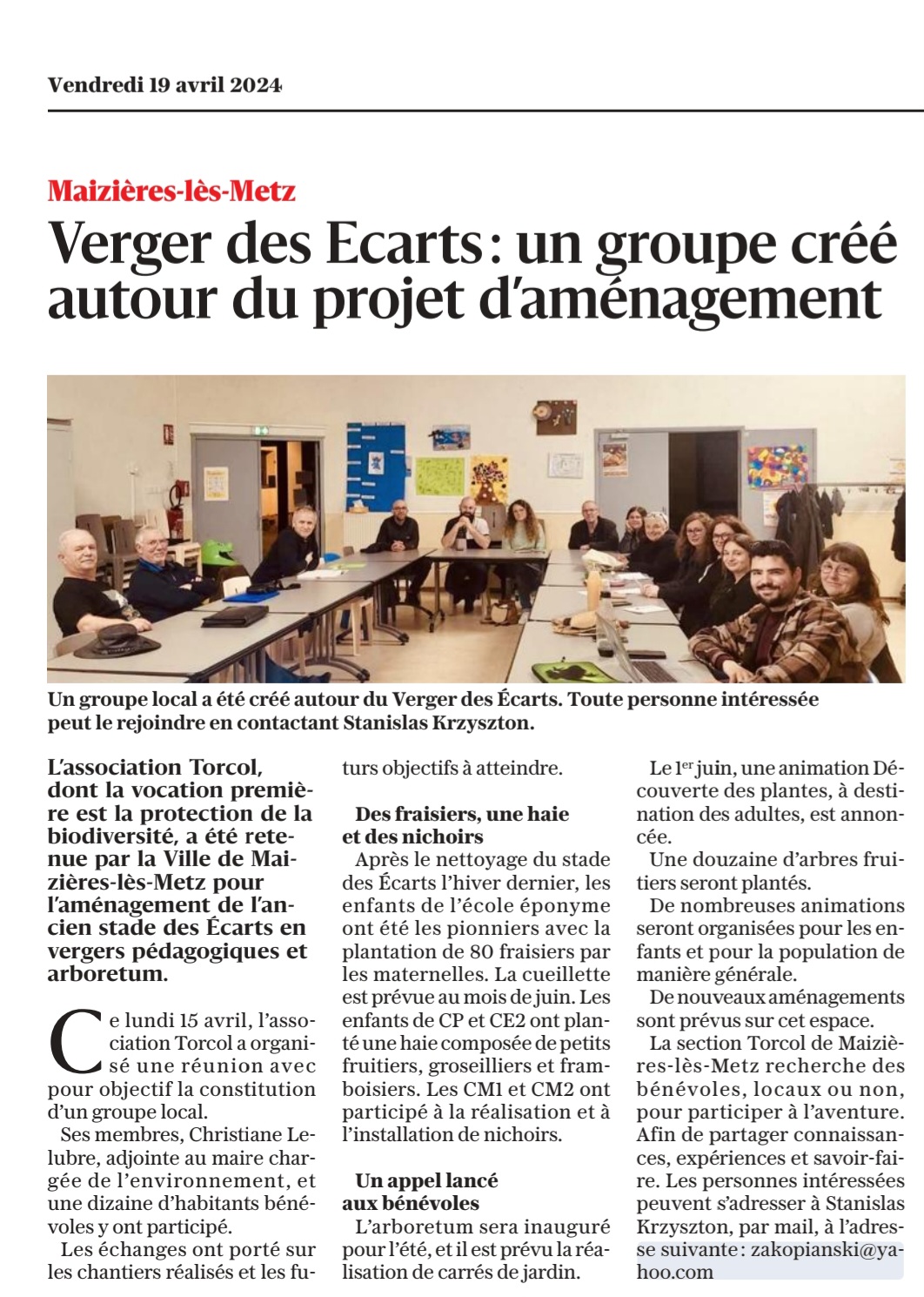 Verger des Écarts : un groupe créé autour du projet d’aménagement